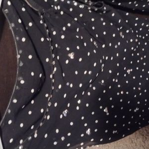 l.e.i. Rhinestone Little Black with White Polka Dots Mini Dress with Sleeve